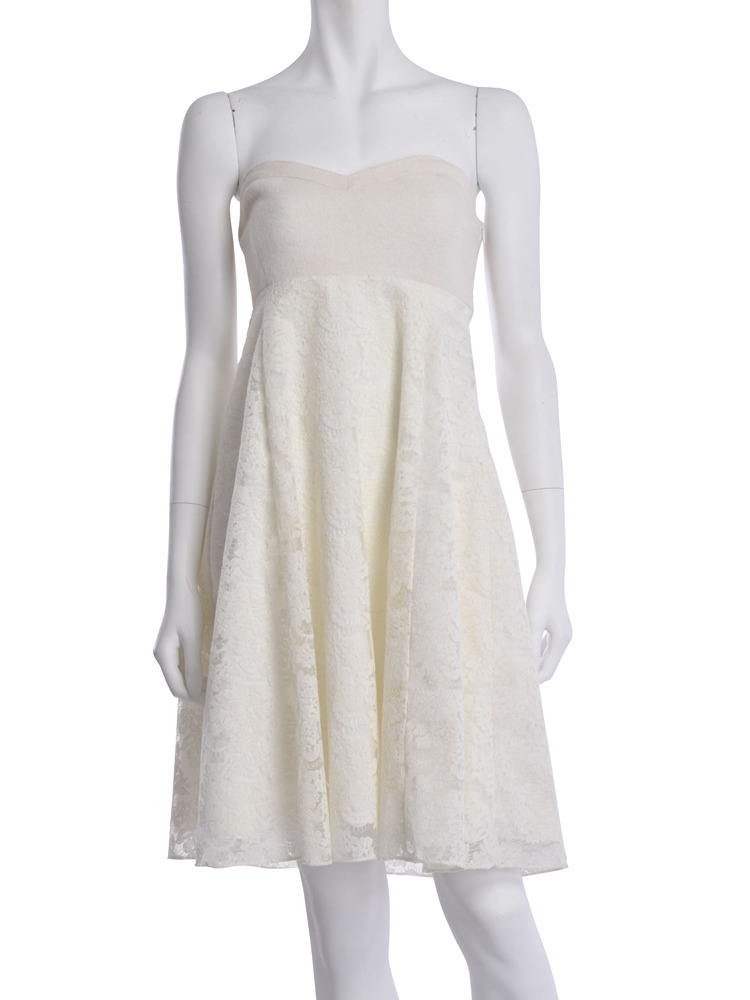 MERCURYDUO ウール×オーガンジーレースベアOP