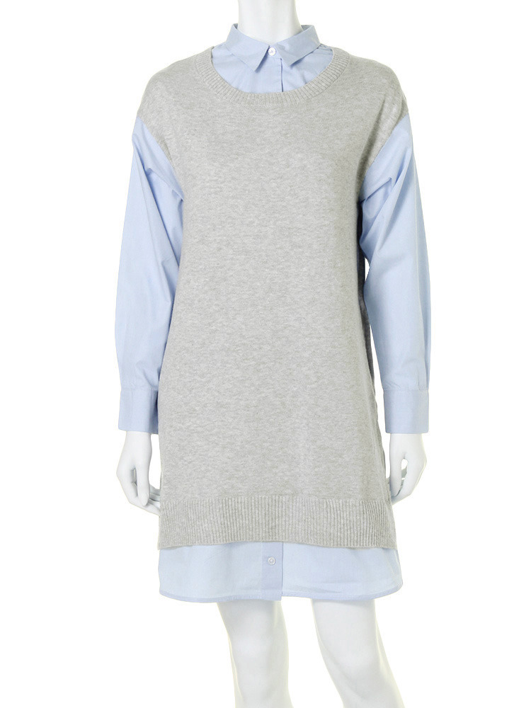 MERCURYDUO【LUX】 レイヤーシャツドッキングニットワンピース