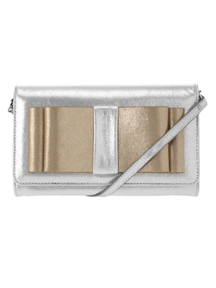 【GDS】 ダブルリボンクラッチBAG（シルバー）