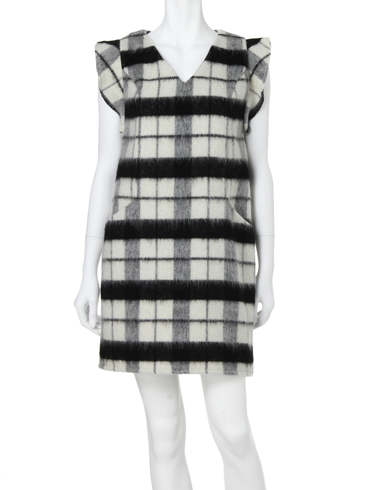 MERCURYDUO シャギーチェックフリルワンピース