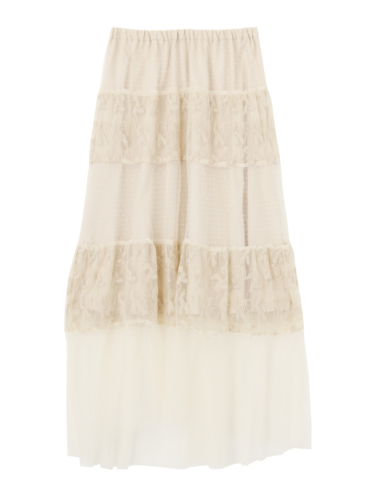 MERCURYDUO【WEB限定】チュールレース×ドットフレアスカート