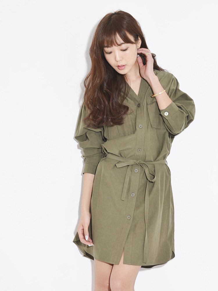 【moi】military shirts ワンピース