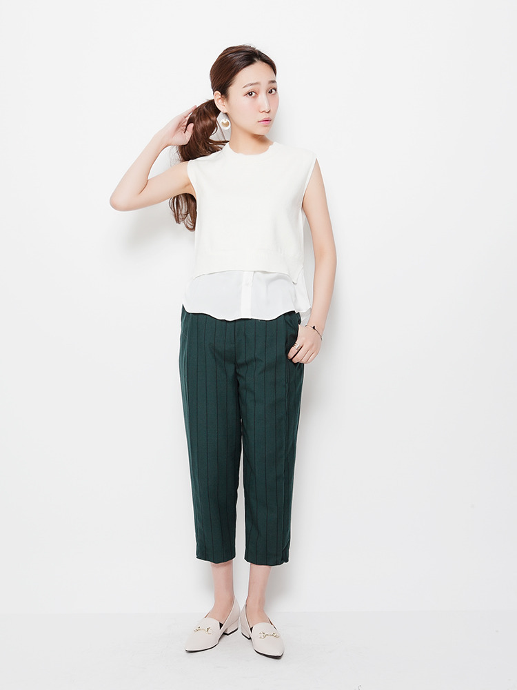 【W】ストライプタックパンツ