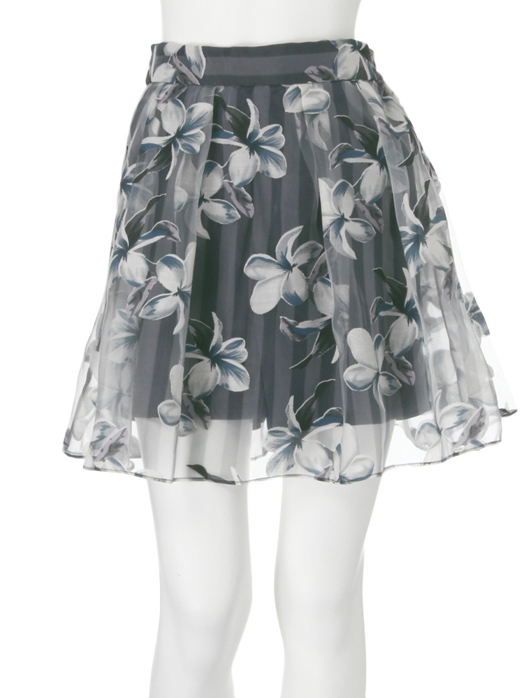 【dazzlin】ストライプ花柄オーガンジースカート