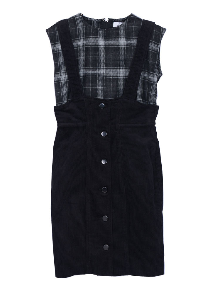 dazzlin チェックコーデュロイドッキングワンピース