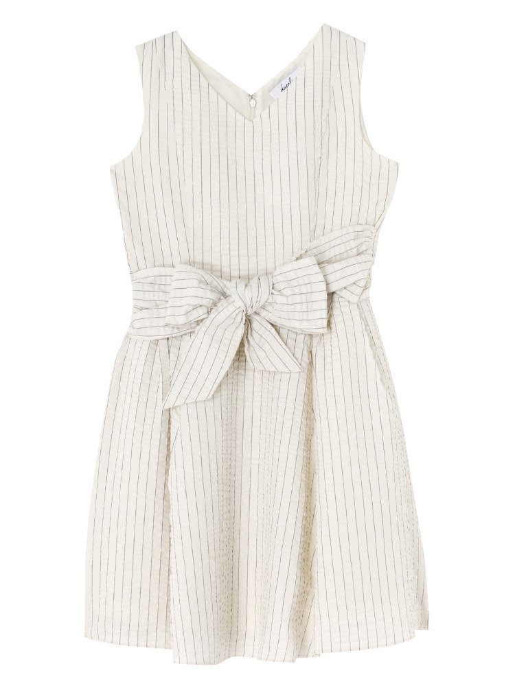 dazzlin アシンメトリーリボンストライプワンピース