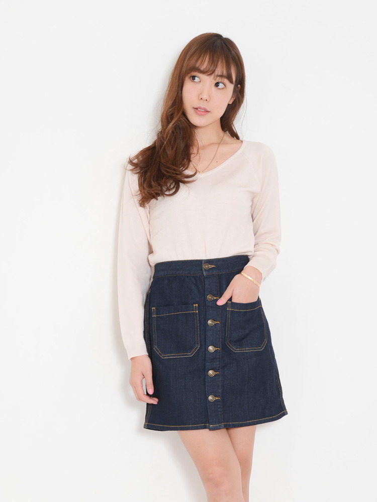 【sb】カットデニム台形スカート