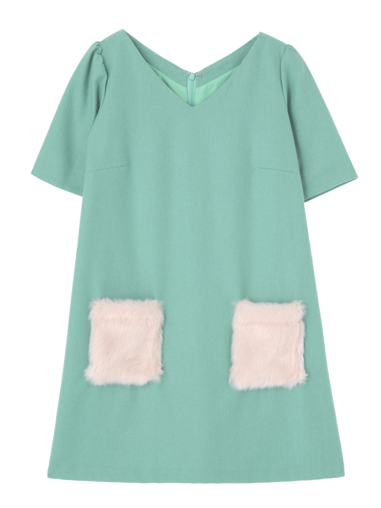 dazzlin ファーポケットサックワンピース