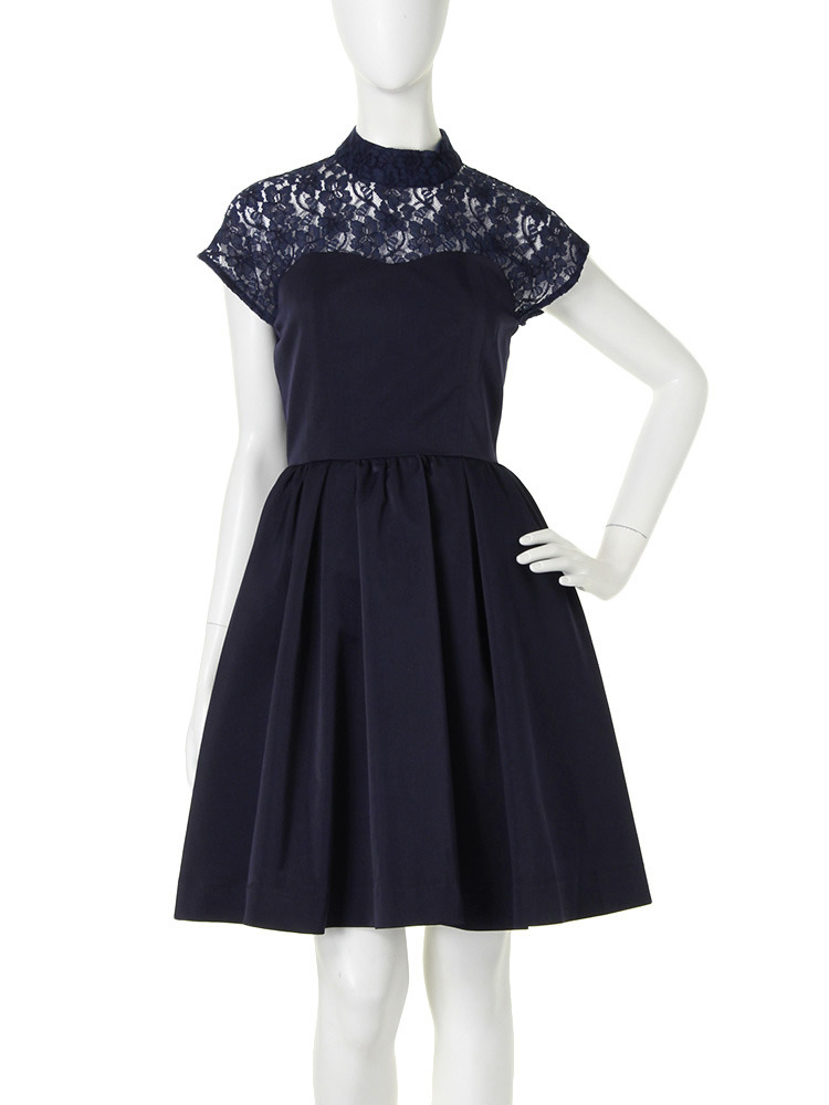 LAGUNAMOON ボトルネックレースボリュームワンピース