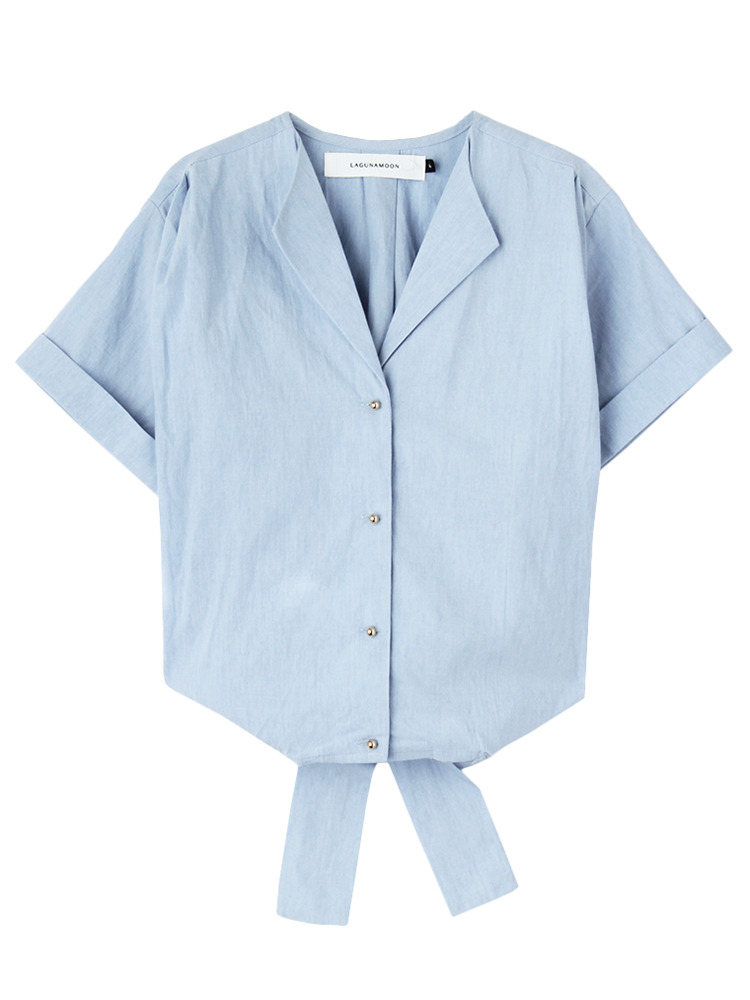 LAGUNAMOONカシュクールギャザーシャンブレーシャツ