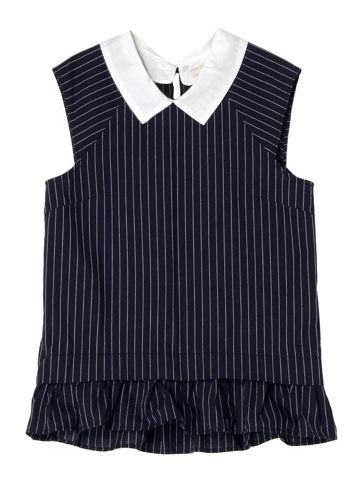 Ungrid【classy】ストライプノースリブラウス