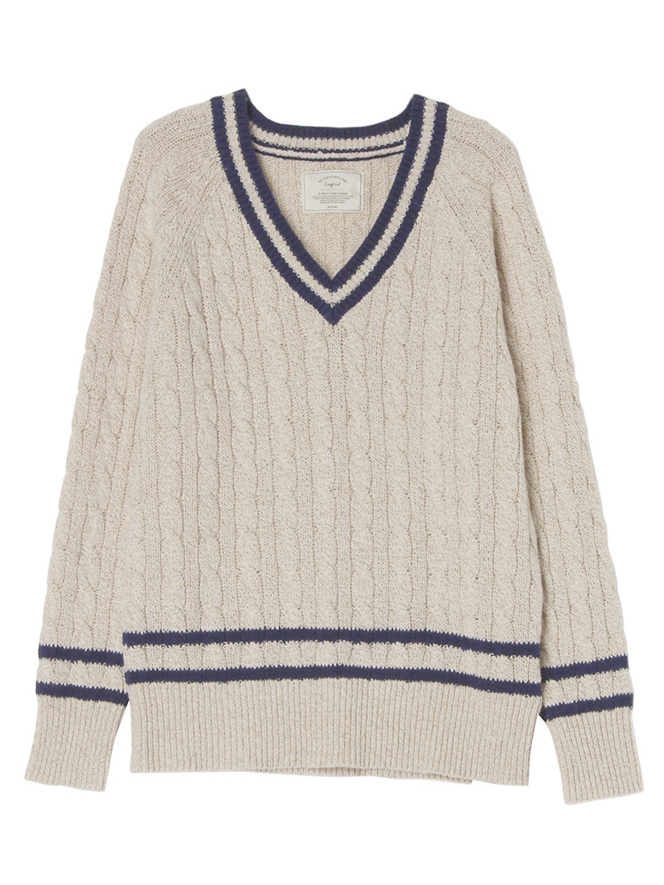 Ungrid Vネックケーブルラインニット