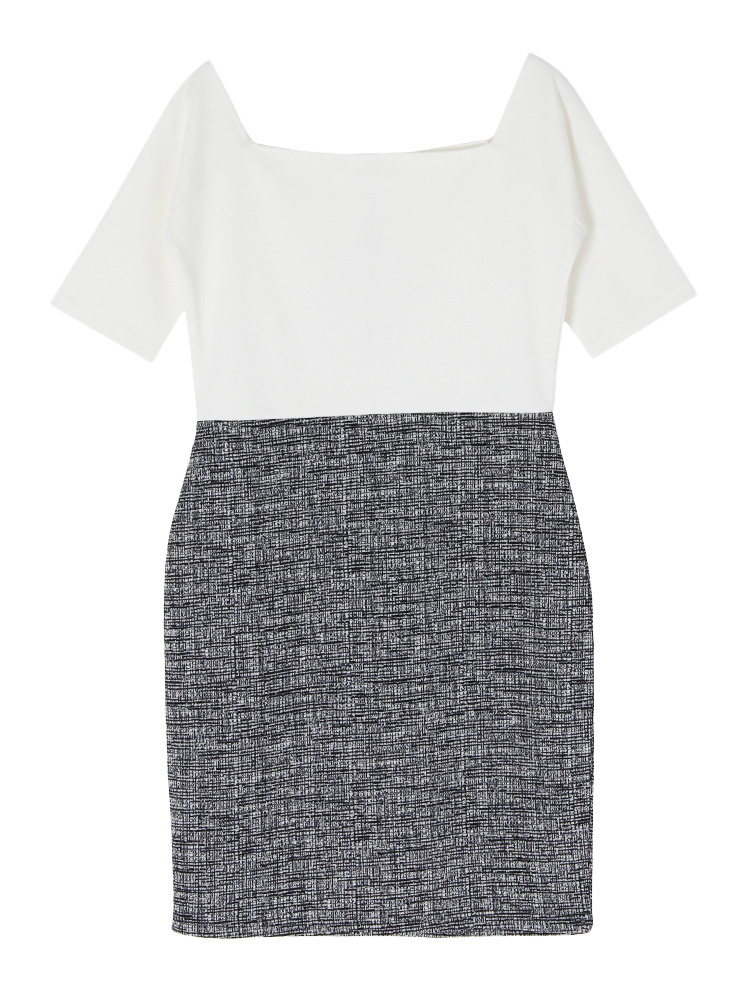 RESEXXY ツイードライクコンビタイトワンピース