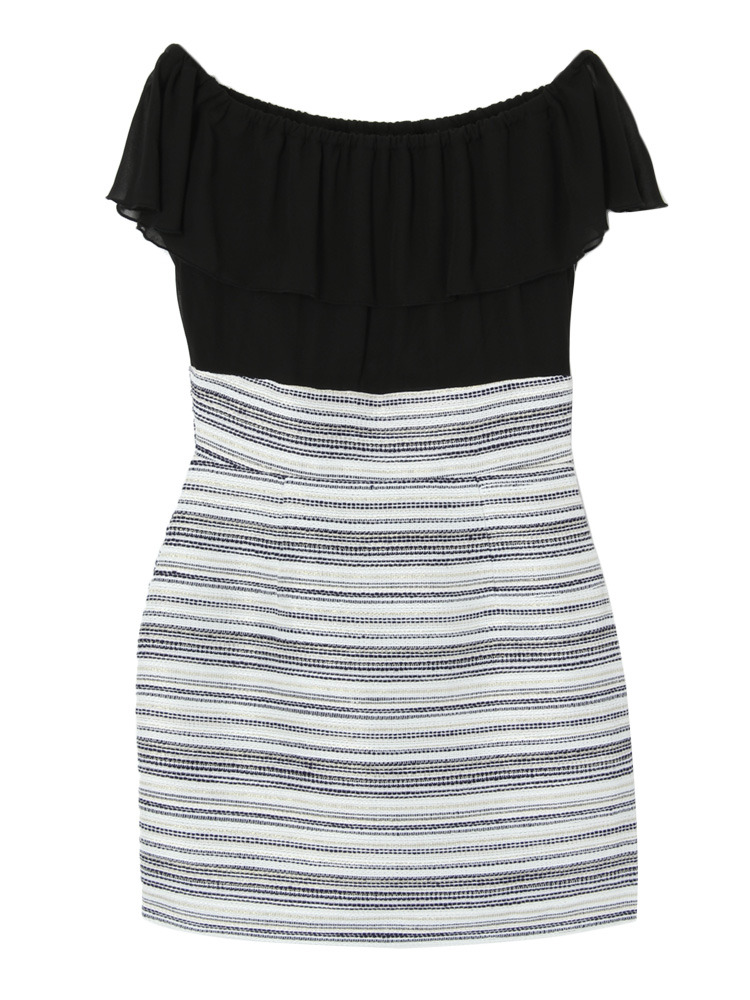 RESEXXY ハイウエストツイードコンビワンピース