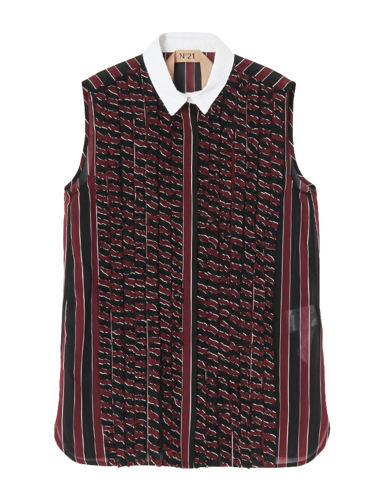 【NO21】ALTERNATE STRIPE SLVLESS BLOUSE