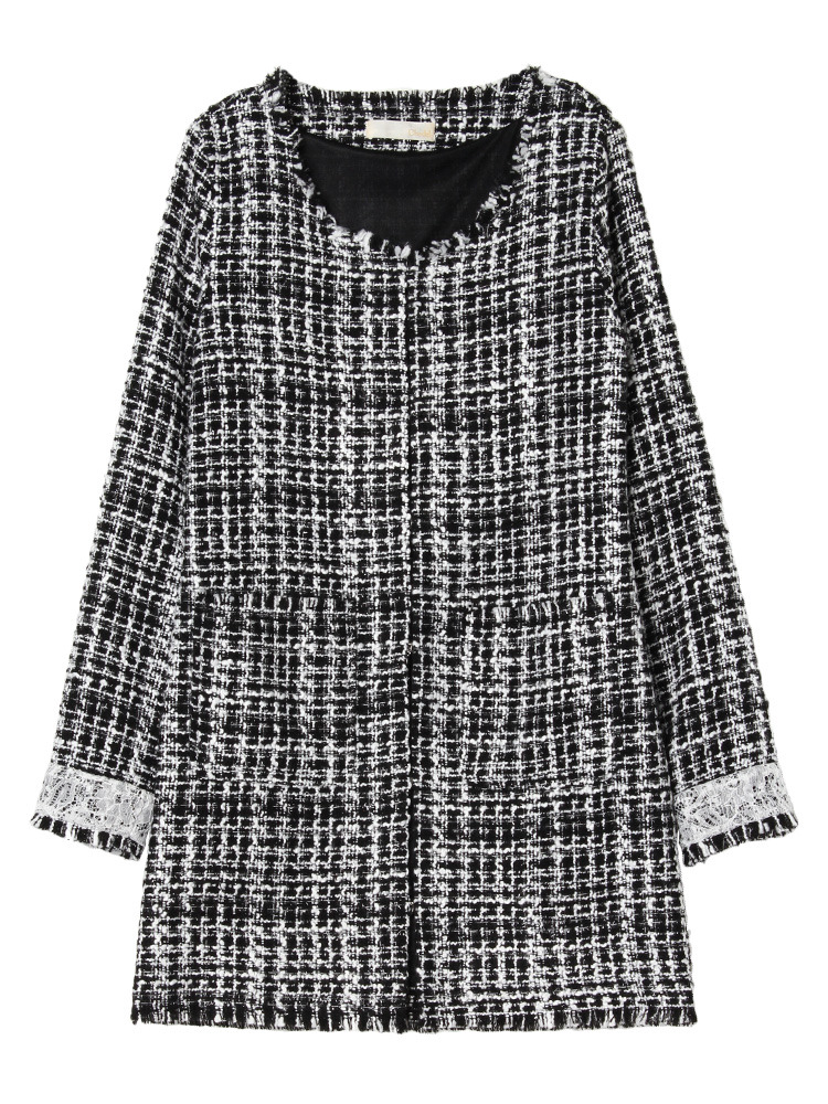Chedel ツイードノーカラーJacket