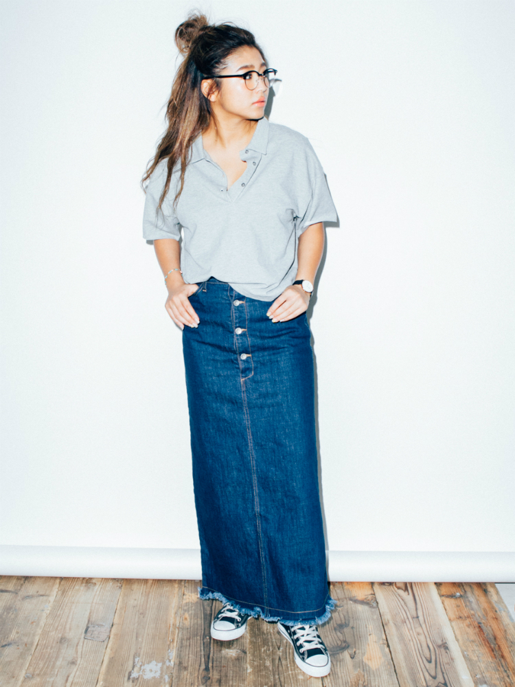 ライトデニムフレアスカート