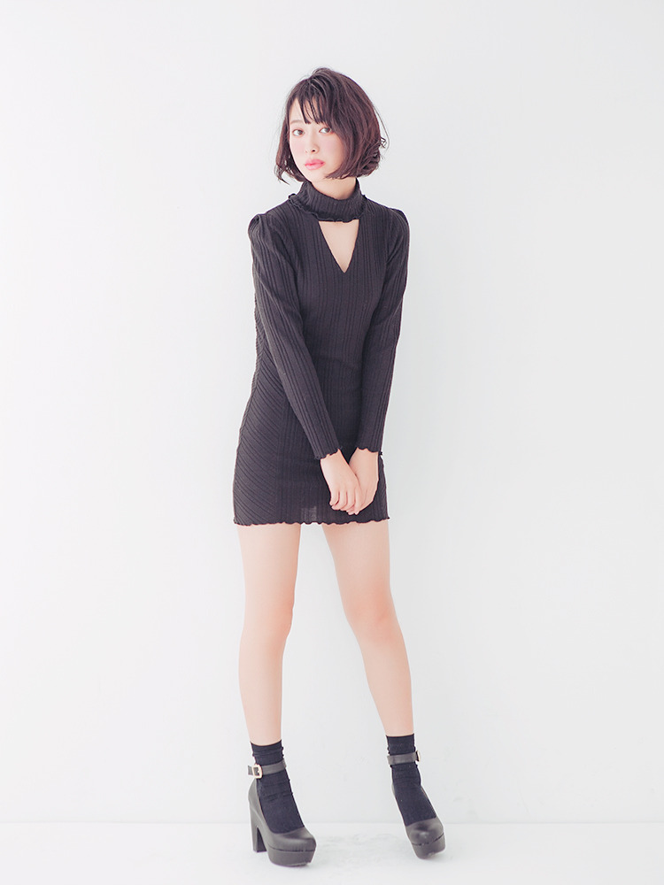 dazzlin タートルリブタイトワンピース