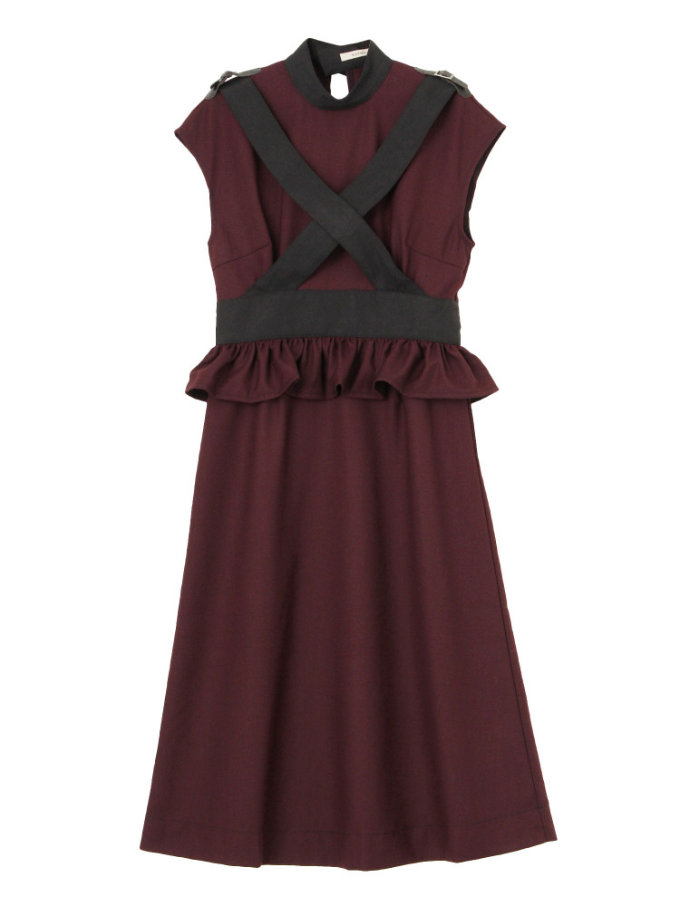 EATME バイカラークロスペプラムワンピース