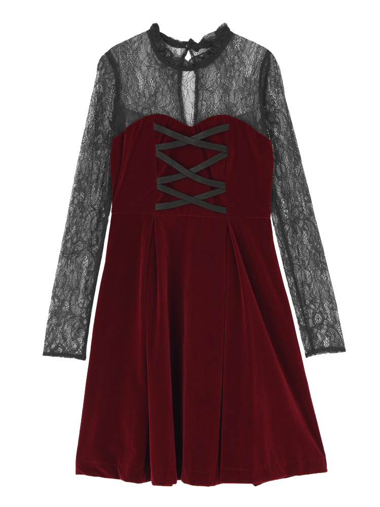 EATME ベロアシースルーワンピース