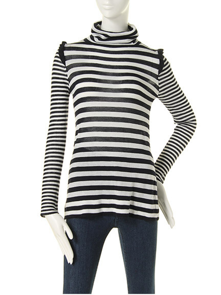 MiCOAMERi ボーダータートルネック