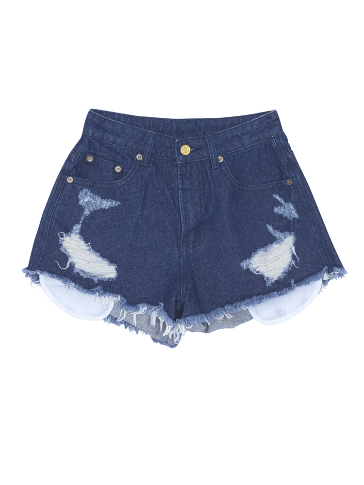 EVRIS クラッシュデニムショートパンツ