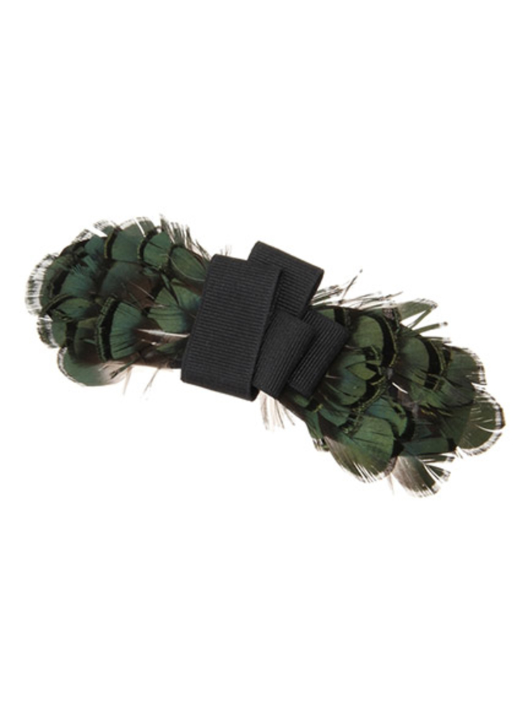 【I】Feather Ribbon Hear Clip