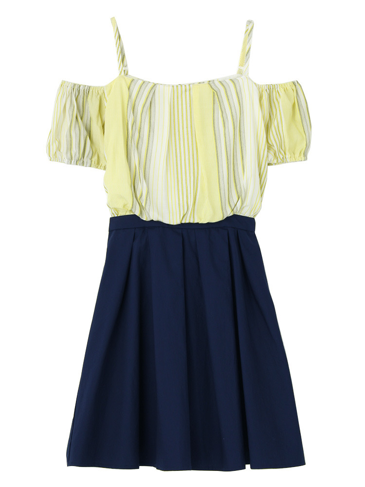 MERCURYDUO ストライプオフショルワンピース