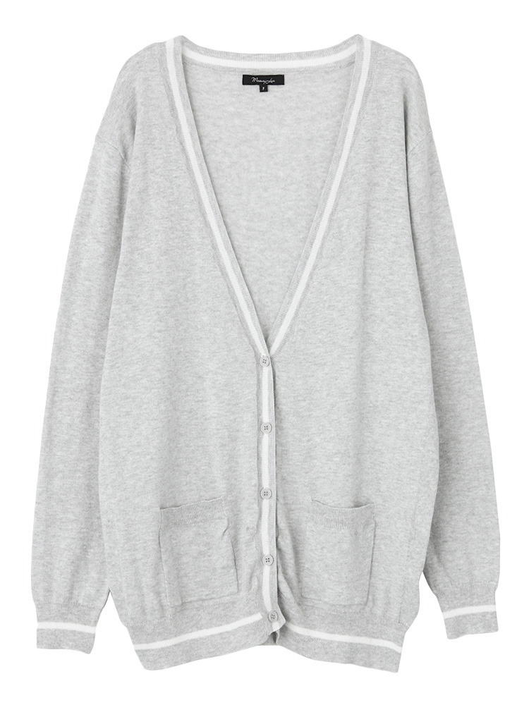 MERCURYDUO ラインミディアムニットカーデ