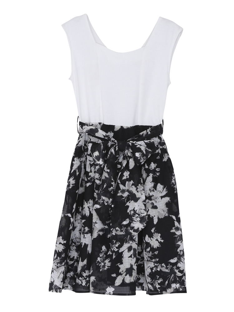 dazzlin　格子フラワーコンビワンピース