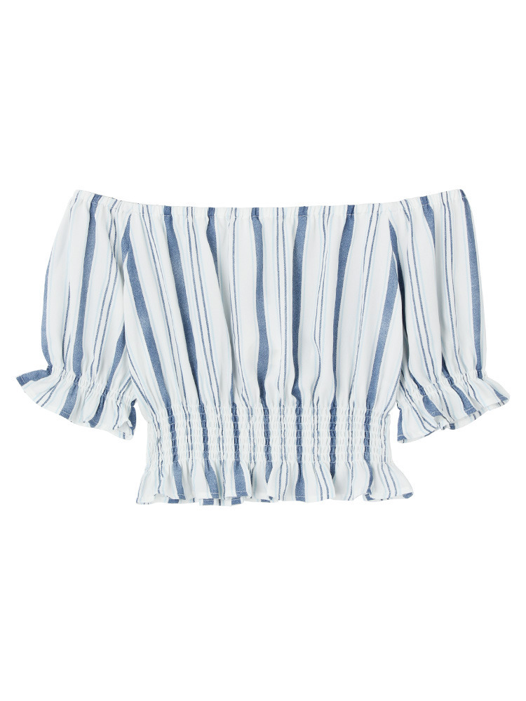 dazzlin ストライプオフショルトップス